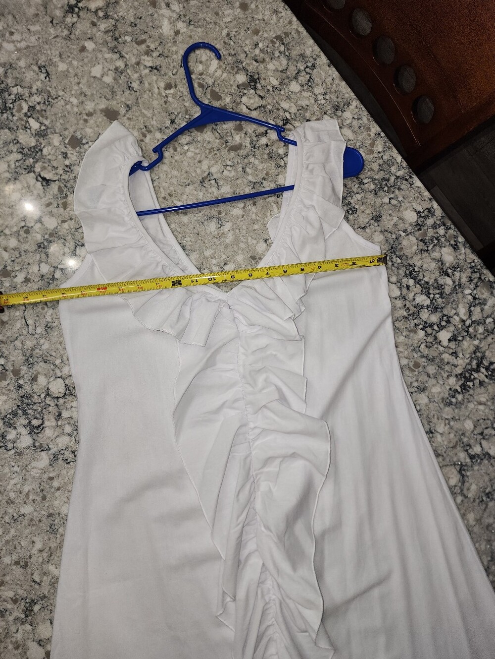 White Bohemian Linen Ruffle V-Neck Light Weight Maxi Dress/Cover Up Medium - Picture 13 of 13